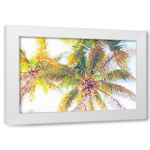 Sideway Watercolor Palms I White Modern Wood Framed Art Print by Navas, Emily