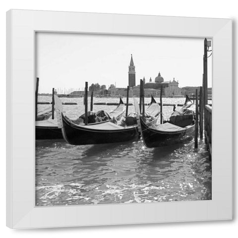 Venitian Gondolas I White Modern Wood Framed Art Print by Navas, Emily