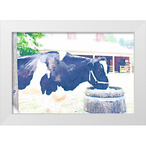 Barn Cow White Modern Wood Framed Art Print by Navas, Emily