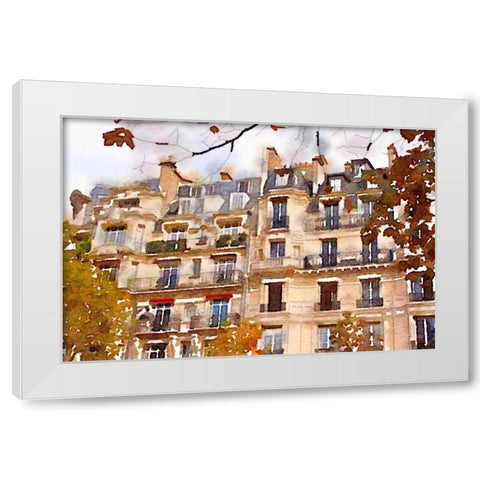 April in Paris White Modern Wood Framed Art Print by Navas, Emily