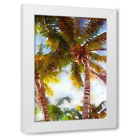 Watercolor Palms I White Modern Wood Framed Art Print by Navas, Emily