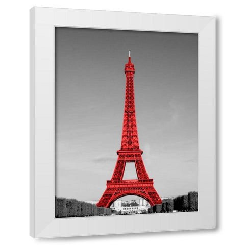 Paris in the Day in Red Border White Modern Wood Framed Art Print by Navas, Emily