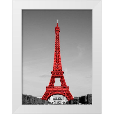 Paris in the Day in Red Border White Modern Wood Framed Art Print by Navas, Emily