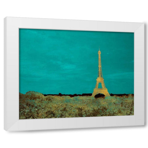 Teal Paris White Modern Wood Framed Art Print by Navas, Emily