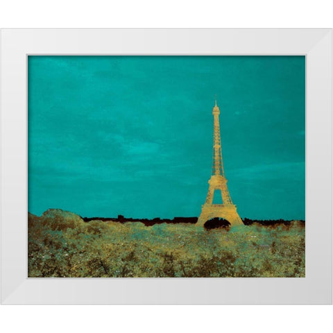 Teal Paris White Modern Wood Framed Art Print by Navas, Emily