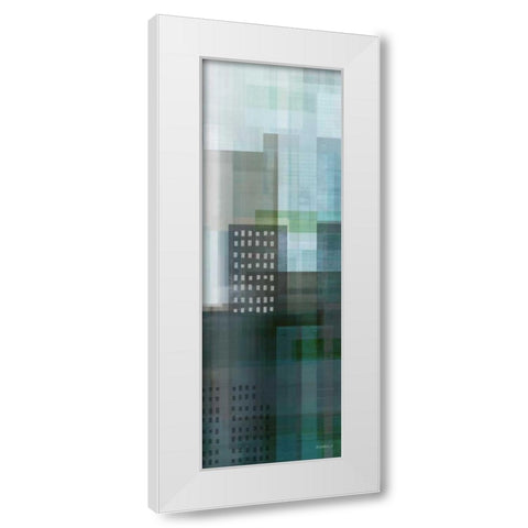 City Emerald Panel I White Modern Wood Framed Art Print by Meneely, Dan