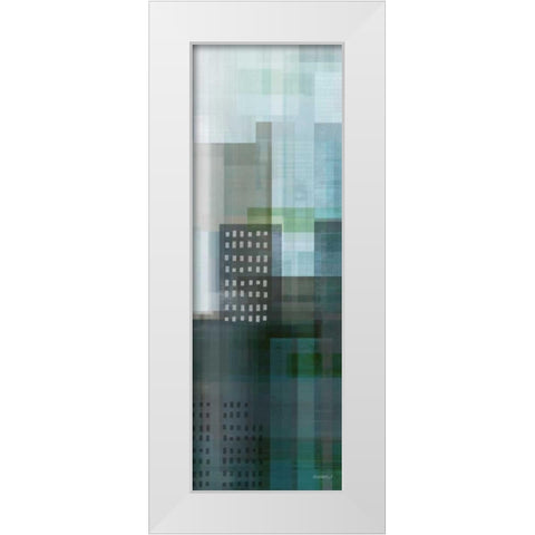 City Emerald Panel I White Modern Wood Framed Art Print by Meneely, Dan