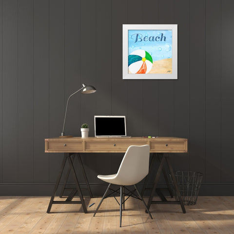 Beach Play II White Modern Wood Framed Art Print by DeRice, Julie
