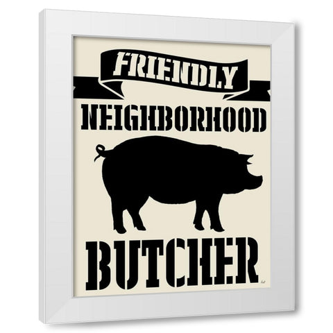 Neighborhood Butcher White Modern Wood Framed Art Print by Metz, Andi