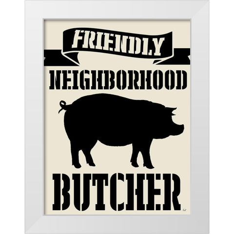 Neighborhood Butcher White Modern Wood Framed Art Print by Metz, Andi