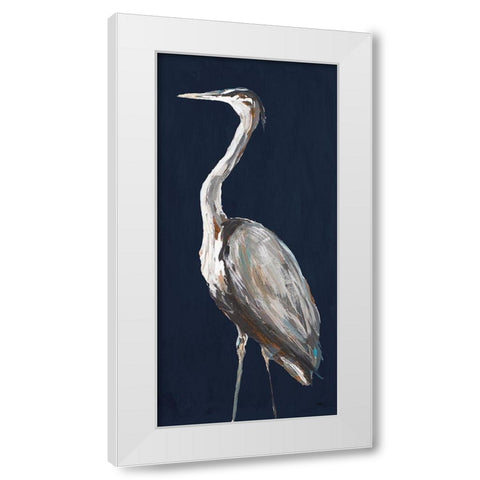 Heron Among Navy Panel I White Modern Wood Framed Art Print by DeRice, Julie