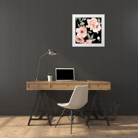 Dusty Rose on Black I White Modern Wood Framed Art Print by Pinto, Patricia