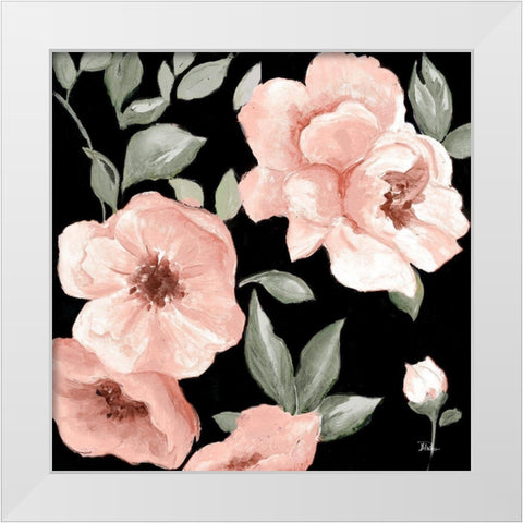 Dusty Rose on Black I White Modern Wood Framed Art Print by Pinto, Patricia