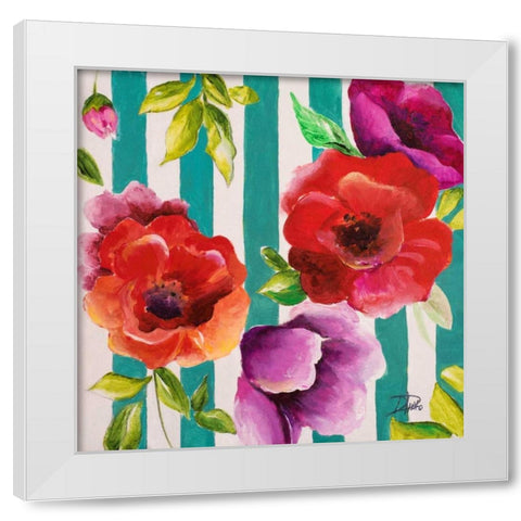 Red Flowers II White Modern Wood Framed Art Print by Pinto, Patricia