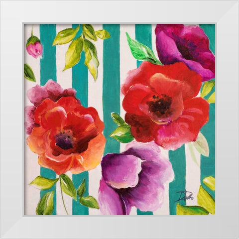 Red Flowers II White Modern Wood Framed Art Print by Pinto, Patricia