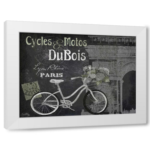 Paris Bike on Chalk Border II White Modern Wood Framed Art Print by Medley, Elizabeth