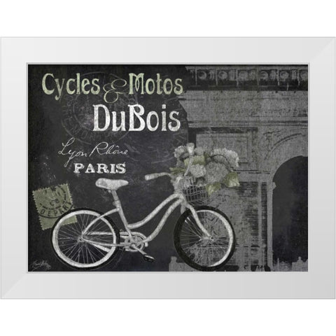 Paris Bike on Chalk Border II White Modern Wood Framed Art Print by Medley, Elizabeth