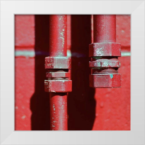 Pipes Square I White Modern Wood Framed Art Print by Peck, Gail