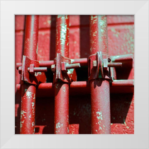 Pipes Square II White Modern Wood Framed Art Print by Peck, Gail