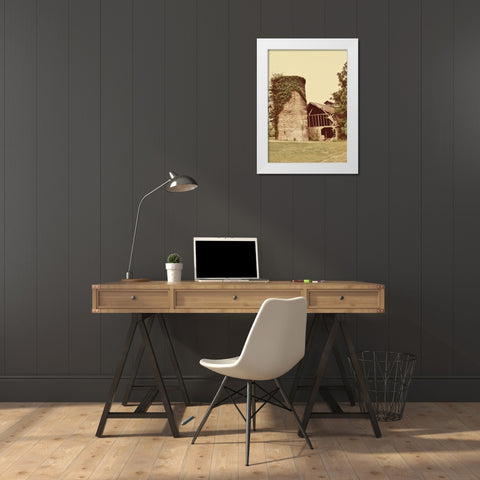 Barn and Silo White Modern Wood Framed Art Print by Peck, Gail