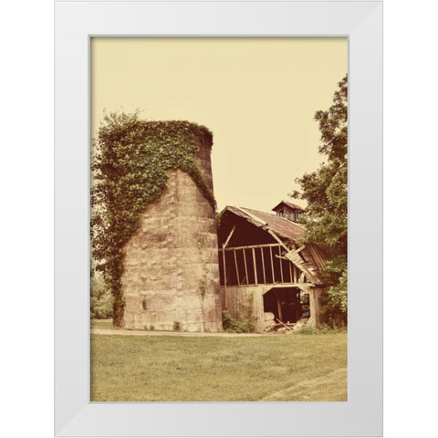Barn and Silo White Modern Wood Framed Art Print by Peck, Gail