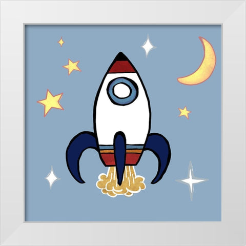 Rocket Ship White Modern Wood Framed Art Print by Medley, Elizabeth