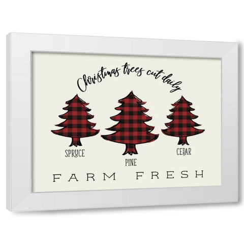 Buffalo Plaid Christmas Trees White Modern Wood Framed Art Print by Medley, Elizabeth