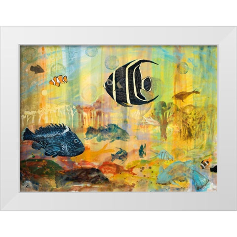 Fishes White Modern Wood Framed Art Print by Maria, Robin
