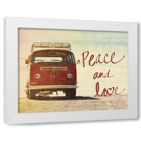Peace and Love White Modern Wood Framed Art Print by Peck, Gail