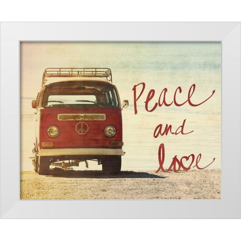 Peace and Love White Modern Wood Framed Art Print by Peck, Gail