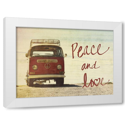Peace and Love Border White Modern Wood Framed Art Print by Peck, Gail