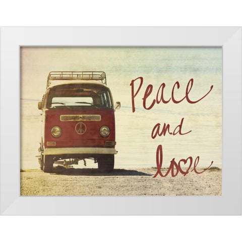Peace and Love Border White Modern Wood Framed Art Print by Peck, Gail