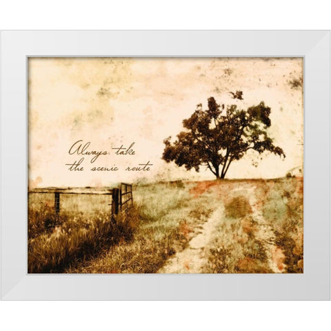 Always take the Scenic Route White Modern Wood Framed Art Print by Mabat, Ynon