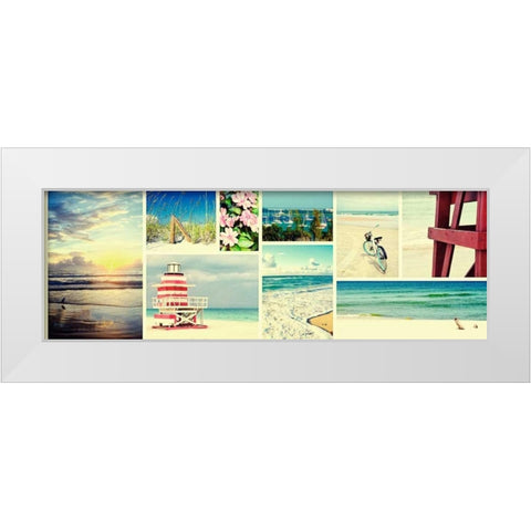 Coastal Collage Panel White Modern Wood Framed Art Print by Peck, Gail