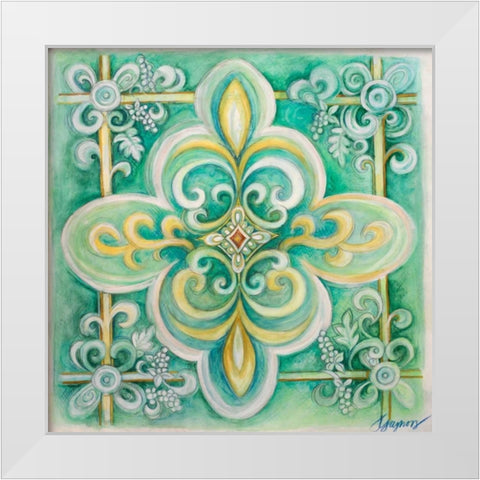French Medallion III White Modern Wood Framed Art Print by Gaynor, Janice