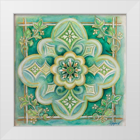 French Medallion I White Modern Wood Framed Art Print by Gaynor, Janice