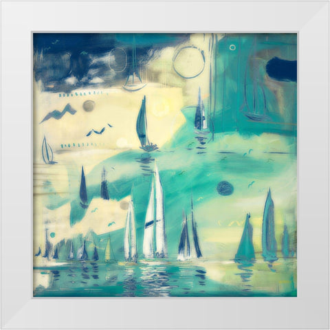 Fantasy Sailing White Modern Wood Framed Art Print by Meneely, Dan
