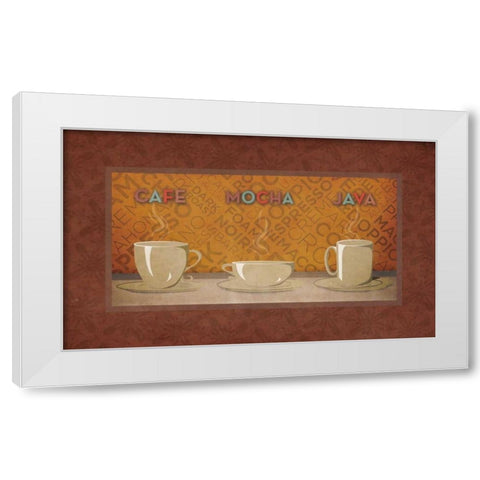 Coffee Selection White Modern Wood Framed Art Print by SD Graphics Studio