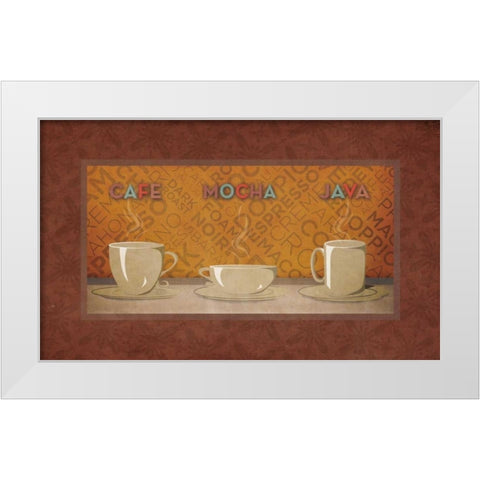 Coffee Selection White Modern Wood Framed Art Print by SD Graphics Studio