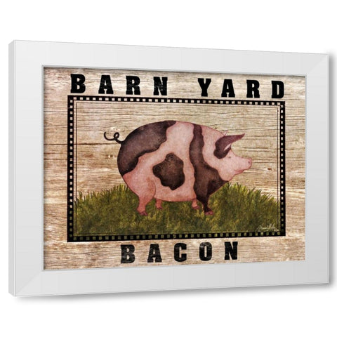 Farm Pig White Modern Wood Framed Art Print by Medley, Elizabeth