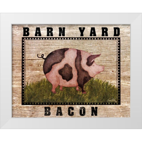 Farm Pig White Modern Wood Framed Art Print by Medley, Elizabeth