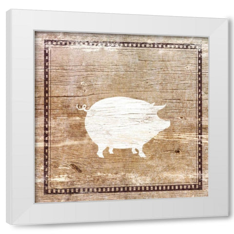 Farm Pig Silhouette White Modern Wood Framed Art Print by Medley, Elizabeth