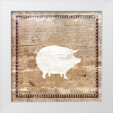 Farm Pig Silhouette White Modern Wood Framed Art Print by Medley, Elizabeth