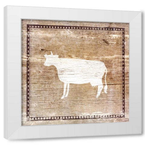 Farm Cow Silhouette White Modern Wood Framed Art Print by Medley, Elizabeth