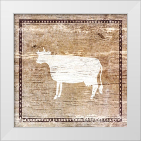 Farm Cow Silhouette White Modern Wood Framed Art Print by Medley, Elizabeth