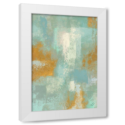 Escape into Teal Abstraction I White Modern Wood Framed Art Print by Marcon, Michael