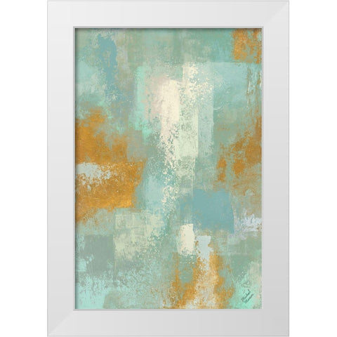 Escape into Teal Abstraction I White Modern Wood Framed Art Print by Marcon, Michael