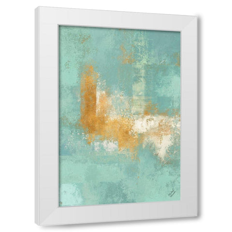 Escape into Teal Abstraction II White Modern Wood Framed Art Print by Marcon, Michael