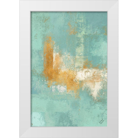 Escape into Teal Abstraction II White Modern Wood Framed Art Print by Marcon, Michael