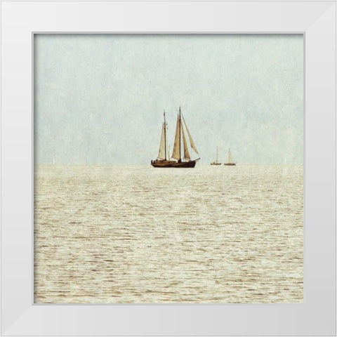 Sail Boats I White Modern Wood Framed Art Print by Mansfield, Kathy